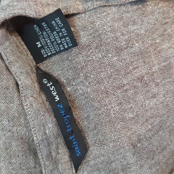 Saint Tropez West 100% linen brown 3/4 sleeve blouse, size medium - Picture 3 of 3